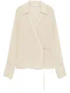 Patrizia Pepe Wrap Blouse In Neutrals