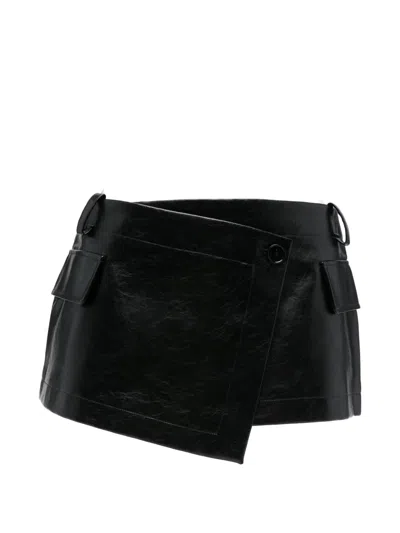 Patrizia Pepe Wrap-effect Mini Skirt In Black