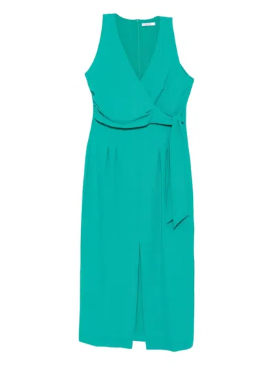 Patrizia Pepe Wrap-front Midi Dress In Blue