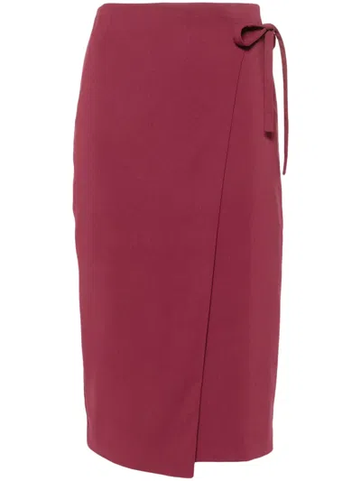 Patrizia Pepe Wrap Midi Skirt In Red