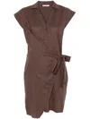 Patrizia Pepe Wrap Mini Dress In Brown