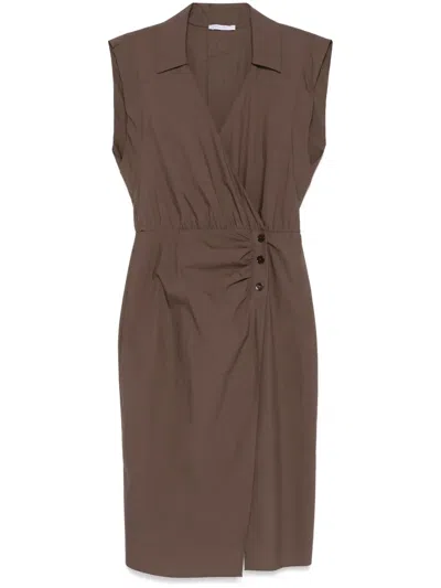 Patrizia Pepe Wrap Shirt Dress In Brown