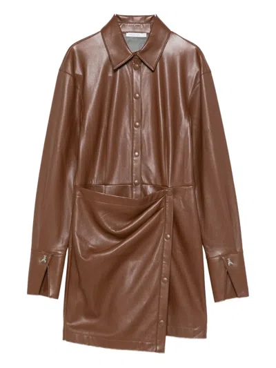Patrizia Pepe Wrap-skirt Shirt Dress In Brown
