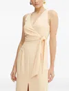 Patrizia Pepe Wrap-tie Maxi Dress In Neutral