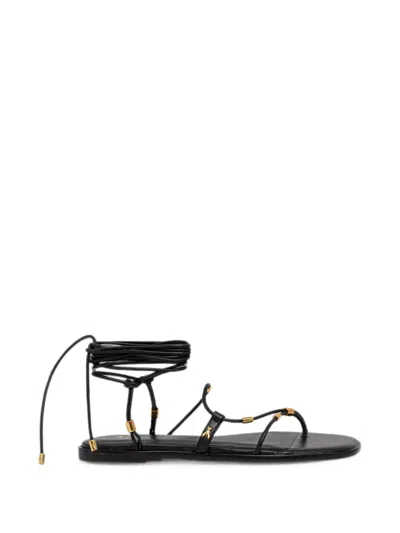 Patrizia Pepe Wrap-around Fly-motif Sandals In Black