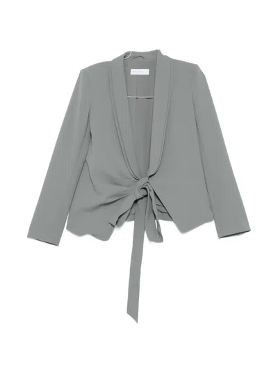 Patrizia Pepe Wrap-design Tie-fastening Jacket In Green