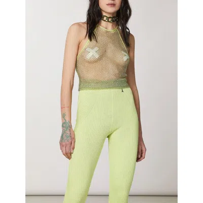 Patrizia Pepe Yellow Polyester Tank Tops In Green