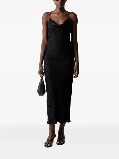 Patrizia Pepe Zebra-pattern Cowl-neck Midi Dress In Black