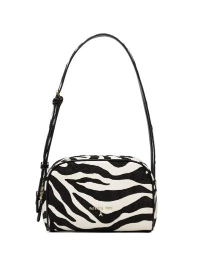 Patrizia Pepe Zebra-print Shoulder Bag In Black