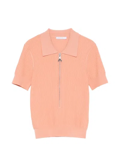 Patrizia Pepe Zip-fastening Polo Top In Pink