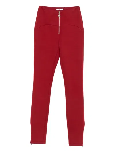 Patrizia Pepe Zip-front Contoured Trousers In Red