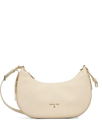 Patrizia Pepe Zip Logo Shoulder Bag In White