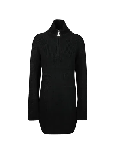 Patrizia Pepe Zip Ribbed Dress In Black