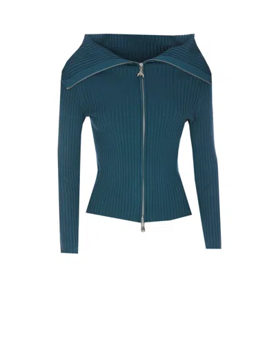 Patrizia Pepe Zip Sweater In Blue