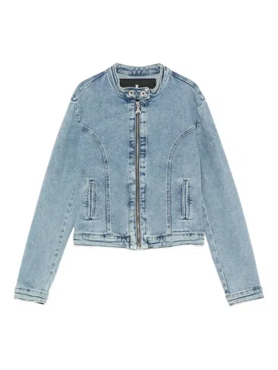 Patrizia Pepe Zip-up Denim Jacket In Blue