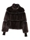 Patrizia Pepe Zip-up Faux Fur Jacket In Animal Print