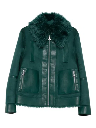 Patrizia Pepe Zip-up Faux Fur Jacket In Green