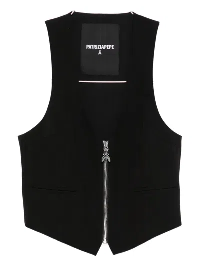 Patrizia Pepe Zip-up Gilet In Black