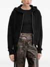Patrizia Pepe Zip-up Hooded Top In Black