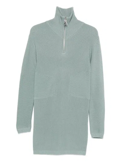 Patrizia Pepe Zip-up Knitted Dress In Gray