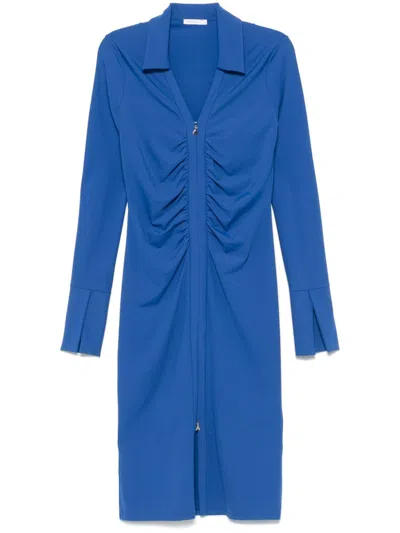 Patrizia Pepe Zip-up Midi Dress In Blue