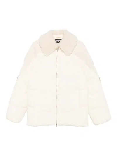 Patrizia Pepe Zip-up Puffer Jacket In Neutral