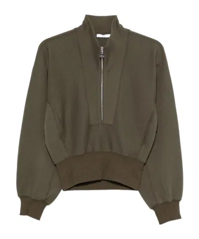 Patrizia Pepe Zip-collar Long-sleeve Sweatshirt In Green