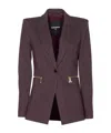Patrizia Pepe Zipped Plaid Blazer In Pink