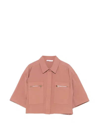Patrizia Pepe Zip-pocket Dropped-shoulder Shirt In Pink