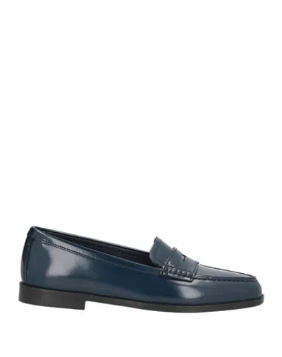 Patrizio Dolci Woman Loafers Navy Size 8 Leather In Blue