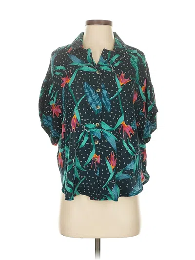 Pre-owned Patrons Of Peace 3/4 Sleeve Blouse In Blue