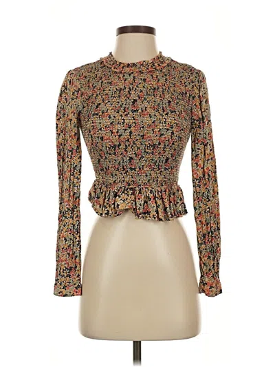 Pre-owned Patrons Of Peace Long Sleeve Blouse In Brown