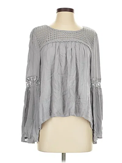 Pre-owned Patrons Of Peace Long Sleeve Blouse In Gray