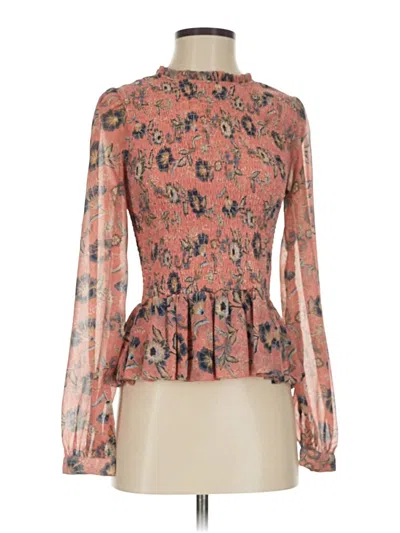 Pre-owned Patrons Of Peace Long Sleeve Blouse In Pink