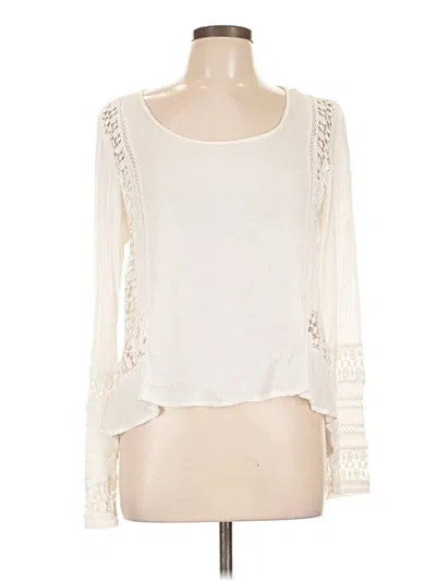 Pre-owned Patrons Of Peace Long Sleeve Top Ivory Square Neckline Tops