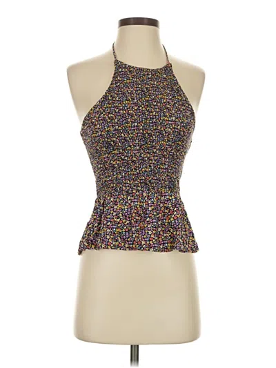 Pre-owned Patrons Of Peace Sleeveless Top Purple Halter Neckline Tops