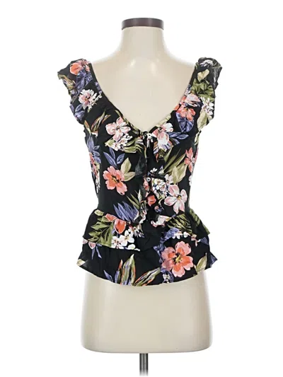 Pre-owned Patrons Of Peace Tank Top Black Plunge Neckline Tops