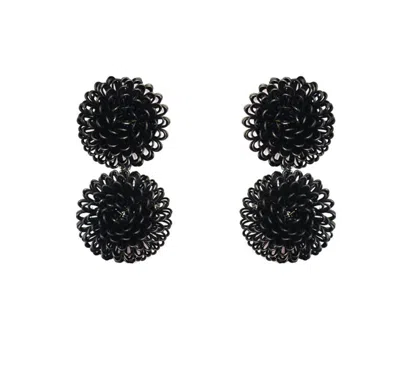 Pat’s Jewelry Women's Double Black Pompom Earrings