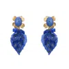 Pat’s Jewelry Women's Gold / Blue Strelitzia Leaf Earrings In Blue