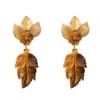 Pat’s Jewelry Women's Gold / Brown Palm House Earrings In Brown