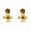 Pat’s Jewelry Women's Gold / Brown Promegrate Flower Earrings In Gold