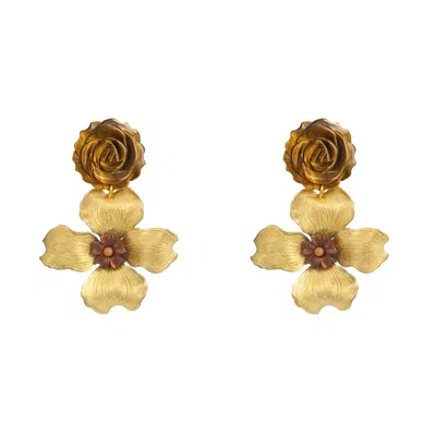 Pat’s Jewelry Women's Gold / Brown Promegrate Flower Earrings
