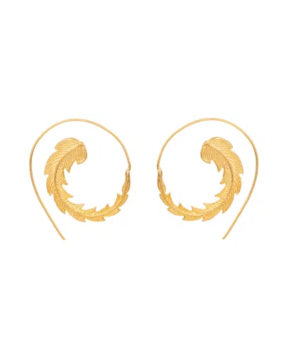 Pat’s Jewelry Women's Gold Feather Hoop Earrings