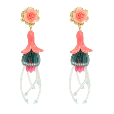 Pat’s Jewelry Women's Gold / Green / Pink Jellyfish Earrings In Multi