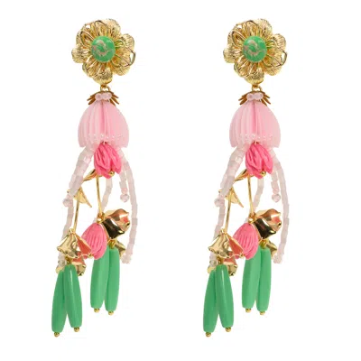 Pat’s Jewelry Women's Gold / Green / Pink Medusa Earrings In Multi