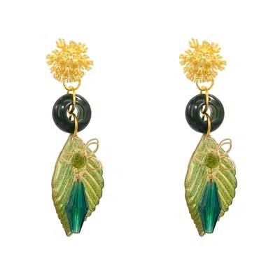 Pat’s Jewelry Women's Gold / Green Venus Earrings