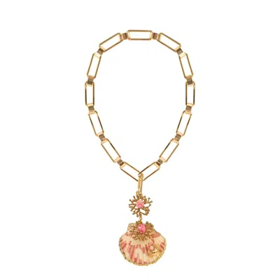 Pat’s Jewelry Women's Gold / Pink Scallop Necklace In Multi