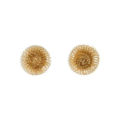 Pat’s Jewelry Women's Gold Single Pompom Clip Earrings In Orange