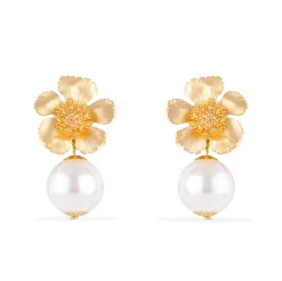 Pat’s Jewelry Women's Gold / White Adris Earrings In Burgundy