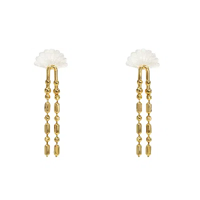 Pat’s Jewelry Women's Gold / White Mallorca Earrings In Multi